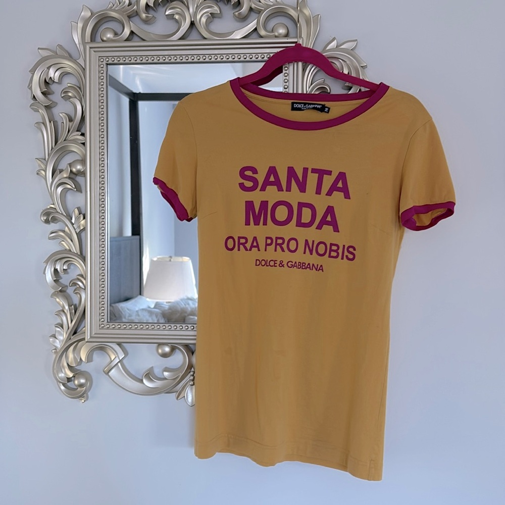 Dolce and Gabbana, pink and yellow designer T-shirt
